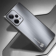 Coque Luxe Aluminum Metal Housse et Bumper Silicone Etui JS1 pour Xiaomi Redmi Note 12 5G Argent