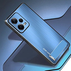 Coque Luxe Aluminum Metal Housse et Bumper Silicone Etui JS2 pour Xiaomi Poco X5 5G Bleu