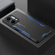 Coque Luxe Aluminum Metal Housse et Bumper Silicone Etui PB1 pour Huawei Honor X7a Bleu