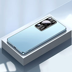 Coque Luxe Aluminum Metal Housse et Bumper Silicone Etui pour Huawei P60 Pro Bleu