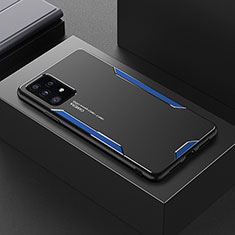 Coque Luxe Aluminum Metal Housse et Bumper Silicone Etui pour Samsung Galaxy A52 4G Bleu