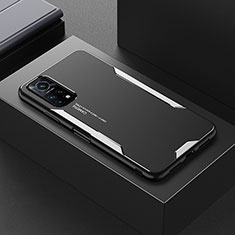 Coque Luxe Aluminum Metal Housse et Bumper Silicone Etui pour Xiaomi Mi 10T 5G Argent