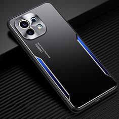 Coque Luxe Aluminum Metal Housse et Bumper Silicone Etui pour Xiaomi Mi 11 5G Bleu
