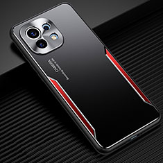 Coque Luxe Aluminum Metal Housse et Bumper Silicone Etui pour Xiaomi Mi 11 5G Rouge