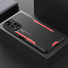 Coque Luxe Aluminum Metal Housse et Bumper Silicone Etui pour Xiaomi Mi 11i 5G (2022) Rouge