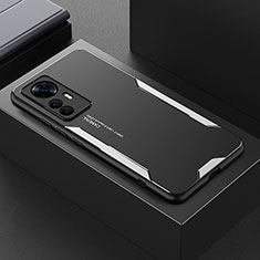 Coque Luxe Aluminum Metal Housse et Bumper Silicone Etui pour Xiaomi Mi 12T 5G Argent