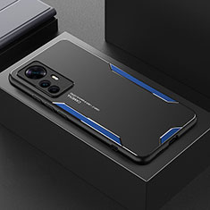 Coque Luxe Aluminum Metal Housse et Bumper Silicone Etui pour Xiaomi Mi 12T 5G Bleu