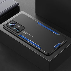 Coque Luxe Aluminum Metal Housse et Bumper Silicone Etui pour Xiaomi Mi 12X 5G Bleu