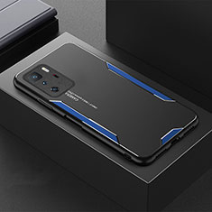 Coque Luxe Aluminum Metal Housse et Bumper Silicone Etui pour Xiaomi Poco X3 GT 5G Bleu