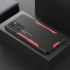 Coque Luxe Aluminum Metal Housse et Bumper Silicone Etui pour Xiaomi Poco X3 GT 5G Rouge