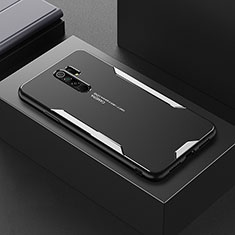 Coque Luxe Aluminum Metal Housse et Bumper Silicone Etui pour Xiaomi Redmi 9 Argent