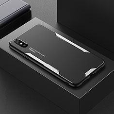 Coque Luxe Aluminum Metal Housse et Bumper Silicone Etui pour Xiaomi Redmi 9A Argent