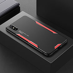 Coque Luxe Aluminum Metal Housse et Bumper Silicone Etui pour Xiaomi Redmi 9A Rouge