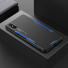 Coque Luxe Aluminum Metal Housse et Bumper Silicone Etui pour Xiaomi Redmi 9AT Bleu