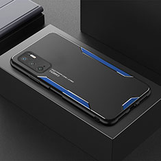 Coque Luxe Aluminum Metal Housse et Bumper Silicone Etui pour Xiaomi Redmi Note 10 5G Bleu