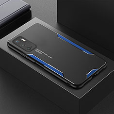 Coque Luxe Aluminum Metal Housse et Bumper Silicone Etui pour Xiaomi Redmi Note 10T 5G Bleu