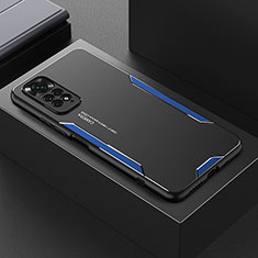 Coque Luxe Aluminum Metal Housse et Bumper Silicone Etui pour Xiaomi Redmi Note 11 4G (2022) Bleu