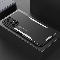 Coque Luxe Aluminum Metal Housse et Bumper Silicone Etui pour Xiaomi Redmi Note 11 5G Argent