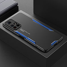 Coque Luxe Aluminum Metal Housse et Bumper Silicone Etui pour Xiaomi Redmi Note 11 5G Bleu