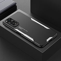 Coque Luxe Aluminum Metal Housse et Bumper Silicone Etui pour Xiaomi Redmi Note 11 Pro 4G Argent