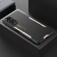 Coque Luxe Aluminum Metal Housse et Bumper Silicone Etui pour Xiaomi Redmi Note 11 Pro 4G Or