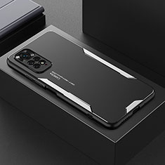 Coque Luxe Aluminum Metal Housse et Bumper Silicone Etui pour Xiaomi Redmi Note 11 Pro 5G Argent