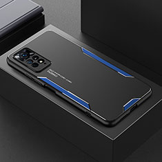 Coque Luxe Aluminum Metal Housse et Bumper Silicone Etui pour Xiaomi Redmi Note 11E Pro 5G Bleu