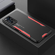 Coque Luxe Aluminum Metal Housse et Bumper Silicone Etui pour Xiaomi Redmi Note 11E Pro 5G Rouge