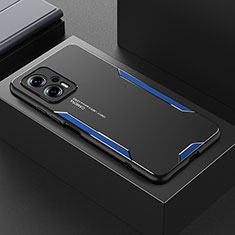 Coque Luxe Aluminum Metal Housse et Bumper Silicone Etui pour Xiaomi Redmi Note 11T Pro 5G Bleu