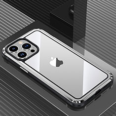 Coque Luxe Aluminum Metal Housse et Bumper Silicone Etui QC1 pour Apple iPhone 13 Pro Argent