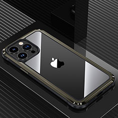 Coque Luxe Aluminum Metal Housse et Bumper Silicone Etui QC1 pour Apple iPhone 13 Pro Noir