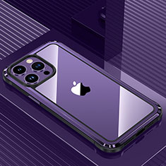 Coque Luxe Aluminum Metal Housse et Bumper Silicone Etui QC1 pour Apple iPhone 13 Pro Violet
