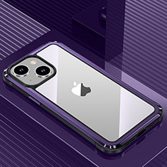 Coque Luxe Aluminum Metal Housse et Bumper Silicone Etui QC1 pour Apple iPhone 13 Violet