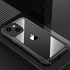 Coque Luxe Aluminum Metal Housse et Bumper Silicone Etui QC1 pour Apple iPhone 14 Noir