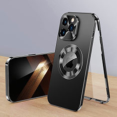 Coque Luxe Aluminum Metal Housse Etui 360 Degres avec Mag-Safe Magnetic Magnetique P01 pour Apple iPhone 13 Pro Noir