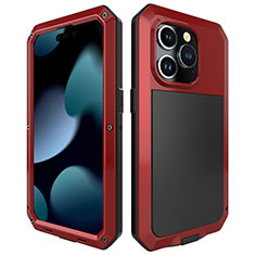 Coque Luxe Aluminum Metal Housse Etui 360 Degres HJ1 pour Apple iPhone 13 Pro Max Rouge