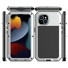 Coque Luxe Aluminum Metal Housse Etui 360 Degres HJ1 pour Apple iPhone 14 Argent