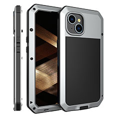 Coque Luxe Aluminum Metal Housse Etui 360 Degres HJ2 pour Apple iPhone 14 Argent