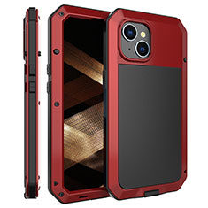 Coque Luxe Aluminum Metal Housse Etui 360 Degres HJ2 pour Apple iPhone 15 Plus Rouge