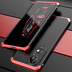 Coque Luxe Aluminum Metal Housse Etui 360 Degres P01 pour Huawei P50 Pro Rouge et Noir