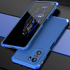 Coque Luxe Aluminum Metal Housse Etui 360 Degres P01 pour Xiaomi Mi 11X 5G Bleu