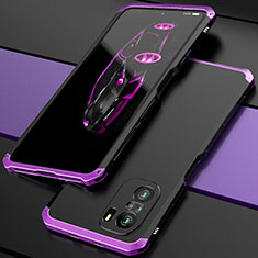Coque Luxe Aluminum Metal Housse Etui 360 Degres P01 pour Xiaomi Mi 11X 5G Violet