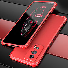 Coque Luxe Aluminum Metal Housse Etui 360 Degres P01 pour Xiaomi Poco F5 Pro 5G Rouge
