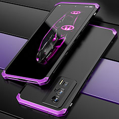Coque Luxe Aluminum Metal Housse Etui 360 Degres P01 pour Xiaomi Poco F5 Pro 5G Violet