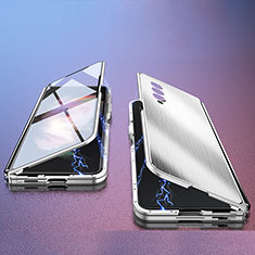 Coque Luxe Aluminum Metal Housse Etui 360 Degres P02 pour Samsung Galaxy Z Fold4 5G Argent