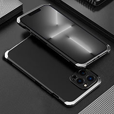 Coque Luxe Aluminum Metal Housse Etui 360 Degres pour Apple iPhone 13 Pro Max Argent et Noir