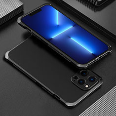 Coque Luxe Aluminum Metal Housse Etui 360 Degres pour Apple iPhone 13 Pro Max Noir