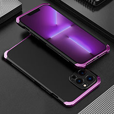 Coque Luxe Aluminum Metal Housse Etui 360 Degres pour Apple iPhone 13 Pro Max Violet
