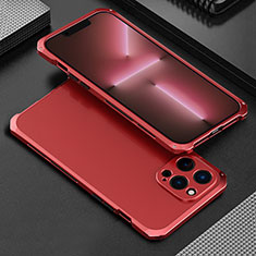 Coque Luxe Aluminum Metal Housse Etui 360 Degres pour Apple iPhone 13 Pro Rouge