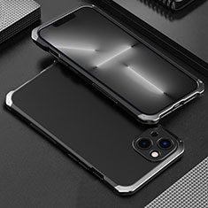 Coque Luxe Aluminum Metal Housse Etui 360 Degres pour Apple iPhone 14 Argent et Noir